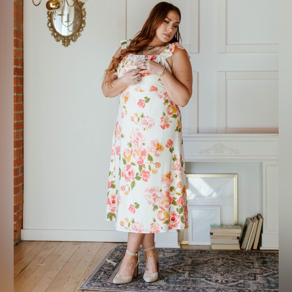 Worn Once - Sugarlips Curve Magdalena Midi Dress in Pink & W… - Picture 6 of 16